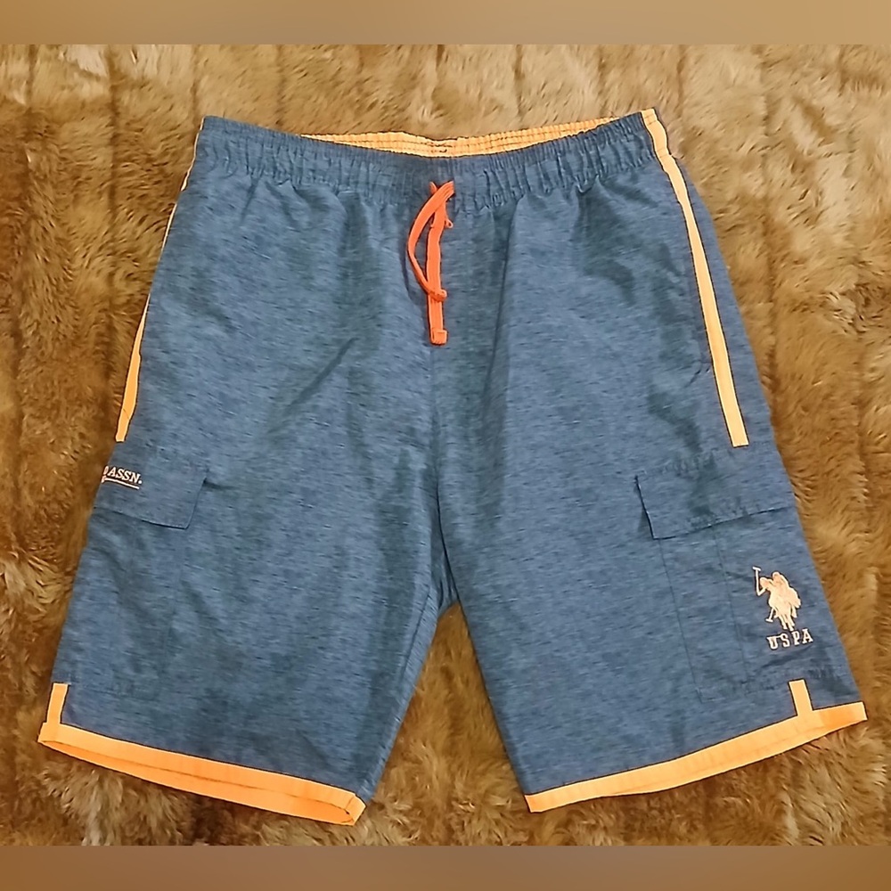 U.S. Polo Assn. Blue and Orange Athletic Shorts
